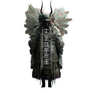Glitched Tengu Oni V2 Vinyl Car Decal Sticker – Waterproof & UV-Resistant 3.4133333333333336"