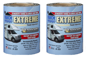 2x Quick Roof Repair Tape | Stop Leaks on RV Roof, Skylights, Windows | 6x25' Tan Roll