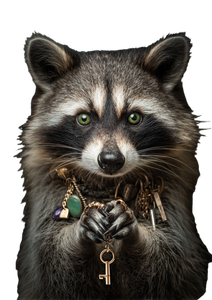 Scheming Green-Eyed Raccoon Vinyl Car Decal Sticker – Waterproof & UV-Resistant 4.373333333333333"