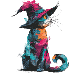 Whimsical Halloween Cat V4 Vinyl Car Decal Sticker – Waterproof & UV-Resistant 6.826666666666667"