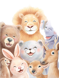 Happy Animal Gathering Vinyl Car Decal Sticker – Waterproof & UV-Resistant 8.213333333333333"