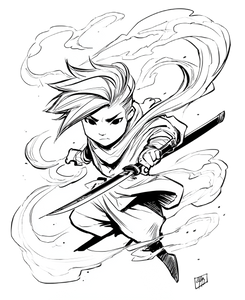 Chibi Swordsman Slash Vinyl Car Decal Sticker – Waterproof & UV-Resistant 8.106666666666667"