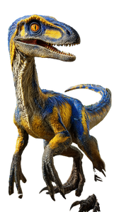 Blue-Yellow Velociraptor Vinyl Car Decal Sticker – Waterproof & UV-Resistant 4.8533333333333335"
