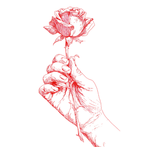 Hand Holding Rose V2 Vinyl Car Decal Sticker – Waterproof & UV-Resistant 3.52"