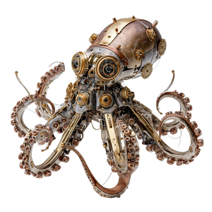 Steampunk Robot Octopus Vinyl Car Decal Sticker – Waterproof & UV-Resistant 3.4133333333333336"