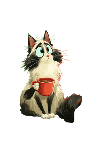 Vintage Coffee Cat V2 Vinyl Car Decal Sticker – Waterproof & UV-Resistant 8.96"