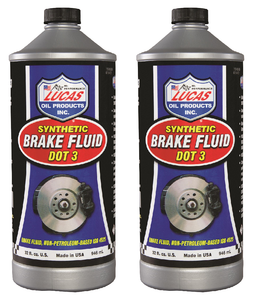 2x Lucas Oil Brake Fluid | Glycol Ether Based DOT 3 | 1 Quart Bottle | Rust & Corrosion Protection