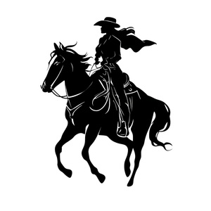 Cowgirl On Saddle Vinyl Car Decal Sticker – Waterproof & UV-Resistant 3.4133333333333336"