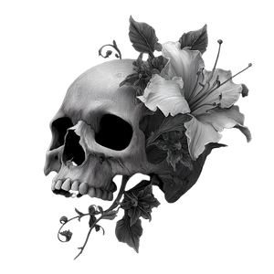 Black Skull Flower Vinyl Car Decal Sticker – Waterproof & UV-Resistant 3.4133333333333336"