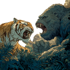 Gorilla Vs Tiger V3 Vinyl Car Decal Sticker – Waterproof & UV-Resistant 3.4133333333333336"