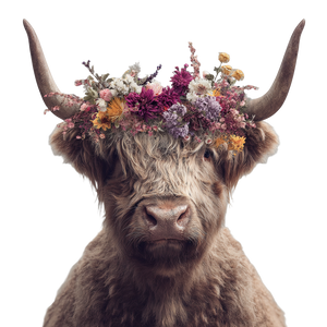 Highland Floral Cow Vinyl Car Decal Sticker – Waterproof & UV-Resistant 6.826666666666667"