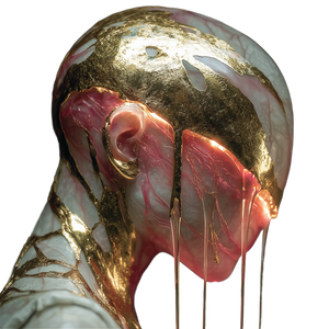 Surreal Golden Alien Vinyl Car Decal Sticker – Waterproof & UV-Resistant 3.4133333333333336"