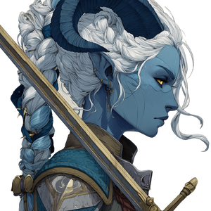 Blue Tiefling Warrior V6 Vinyl Car Decal Sticker – Waterproof & UV-Resistant 6.826666666666667"