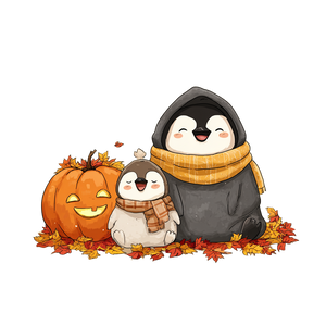 Happy Penguin Duo Vinyl Car Decal Sticker – Waterproof & UV-Resistant 3.4133333333333336"