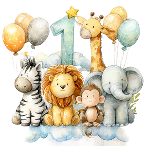 Jungle Birthday Animals Vinyl Car Decal Sticker – Waterproof & UV-Resistant 3.4133333333333336"