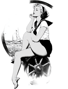 Vintage Sailor Pinup Vinyl Car Decal Sticker – Waterproof & UV-Resistant 8.32"