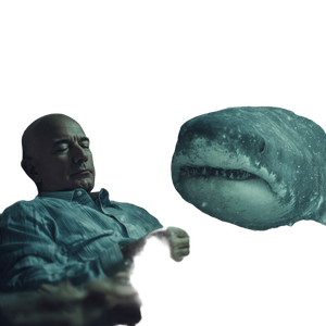 Bezos With Shark Vinyl Car Decal Sticker – Waterproof & UV-Resistant 3.4133333333333336"