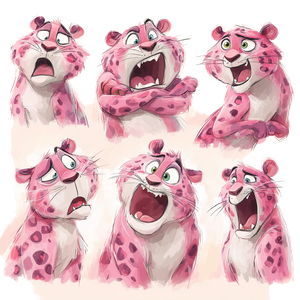 Pink Cartoon Leopard V3 Vinyl Car Decal Sticker – Waterproof & UV-Resistant 3.4133333333333336"