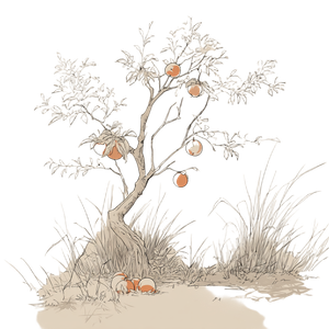 Persimmon Tree Drawing Vinyl Car Decal Sticker – Waterproof & UV-Resistant 3.4133333333333336"