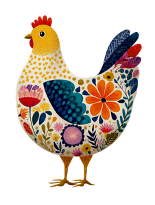 Colorful Illustrated Hen Vinyl Car Decal Sticker – Waterproof & UV-Resistant 4.1066666666666665"