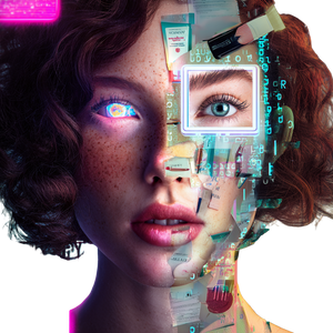 Glitched Beauty Portrait Vinyl Car Decal Sticker – Waterproof & UV-Resistant 6.826666666666667"