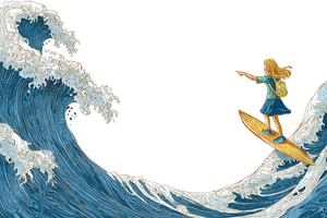Surfer Girl Pencil Vinyl Car Decal Sticker – Waterproof & UV-Resistant 2.986666666666667"