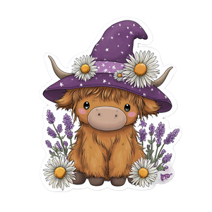 Witchy Highland Cow V3 Vinyl Car Decal Sticker – Waterproof & UV-Resistant 6.826666666666667"