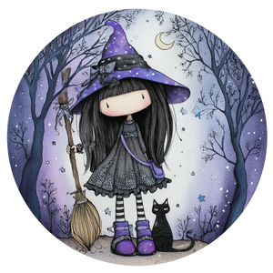 Enchanted Witch Girl Vinyl Car Decal Sticker – Waterproof & UV-Resistant 3.4133333333333336"