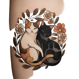 Peaceful Cats Tattoo Vinyl Car Decal Sticker – Waterproof & UV-Resistant 6.826666666666667"