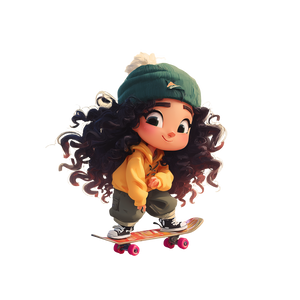 Chibi Skateboard Girl V2 Vinyl Car Decal Sticker – Waterproof & UV-Resistant 3.4133333333333336"