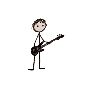 Stick Figure Bassist Vinyl Car Decal Sticker – Waterproof & UV-Resistant 3.4133333333333336"