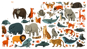 Cartoon Animal Diversity Vinyl Car Decal Sticker – Waterproof & UV-Resistant 2.72"