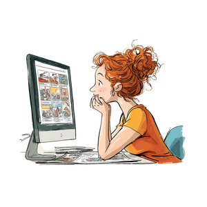 Redheaded Woman Cartoon Vinyl Car Decal Sticker – Waterproof & UV-Resistant 3.4133333333333336"