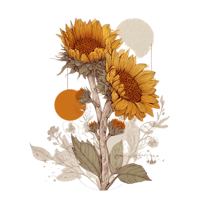 Vintage Sunflowers Illustration Vinyl Car Decal Sticker – Waterproof & UV-Resistant 3.4133333333333336"