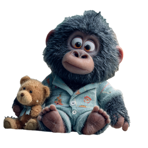 Fluffy Gorilla Bedtime V2 Vinyl Car Decal Sticker – Waterproof & UV-Resistant 3.4133333333333336"