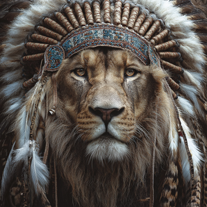 Lion In Headdress V2 Vinyl Car Decal Sticker – Waterproof & UV-Resistant 3.4133333333333336"