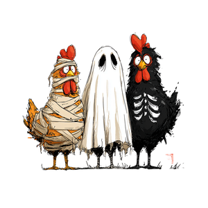 Costumed Halloween Chickens V3 Vinyl Car Decal Sticker – Waterproof & UV-Resistant 3.4133333333333336"