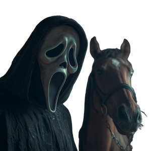 Ghostface With Horse V5 Vinyl Car Decal Sticker – Waterproof & UV-Resistant 3.4133333333333336"