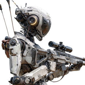 Futuristic Sniper Robot Vinyl Car Decal Sticker – Waterproof & UV-Resistant 3.4133333333333336"