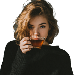 Girl Drinking Tea V3 Vinyl Car Decal Sticker – Waterproof & UV-Resistant 3.4133333333333336"