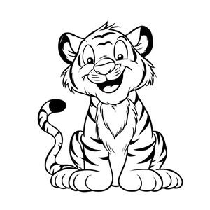 Happy Cartoon Tiger V2 Vinyl Car Decal Sticker – Waterproof & UV-Resistant 3.4133333333333336"