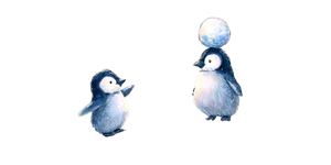 Baby Penguins Play V2 Vinyl Car Decal Sticker – Waterproof & UV-Resistant 2.56"