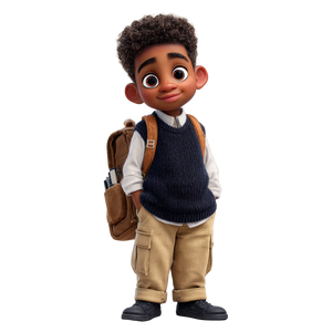 Smiling School Boy V6 Vinyl Car Decal Sticker – Waterproof & UV-Resistant 3.4133333333333336"