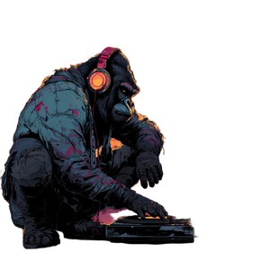 Dj Gorilla Sunset V2 Vinyl Car Decal Sticker – Waterproof & UV-Resistant 3.4133333333333336"