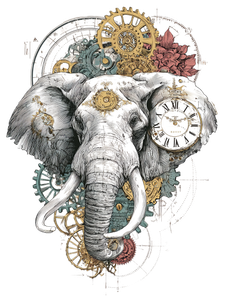 Steampunk Elephant Tattoo Vinyl Car Decal Sticker – Waterproof & UV-Resistant 8.213333333333333"