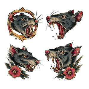 Angry Rat Tattoo Vinyl Car Decal Sticker – Waterproof & UV-Resistant 3.4133333333333336"