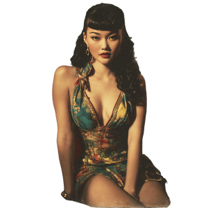 Retro Pin-Up Girl V7 Vinyl Car Decal Sticker – Waterproof & UV-Resistant 3.4133333333333336"