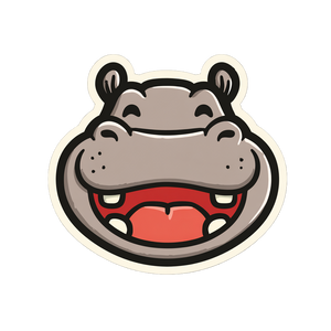 Smiling Hippopotamus Head Vinyl Car Decal Sticker – Waterproof & UV-Resistant 3.4133333333333336"