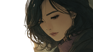 Melancholic Japanese Woman V5 Vinyl Car Decal Sticker – Waterproof & UV-Resistant 2.72"
