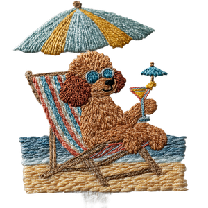 Relaxed Poodle Embroidery Vinyl Car Decal Sticker – Waterproof & UV-Resistant 6.826666666666667"